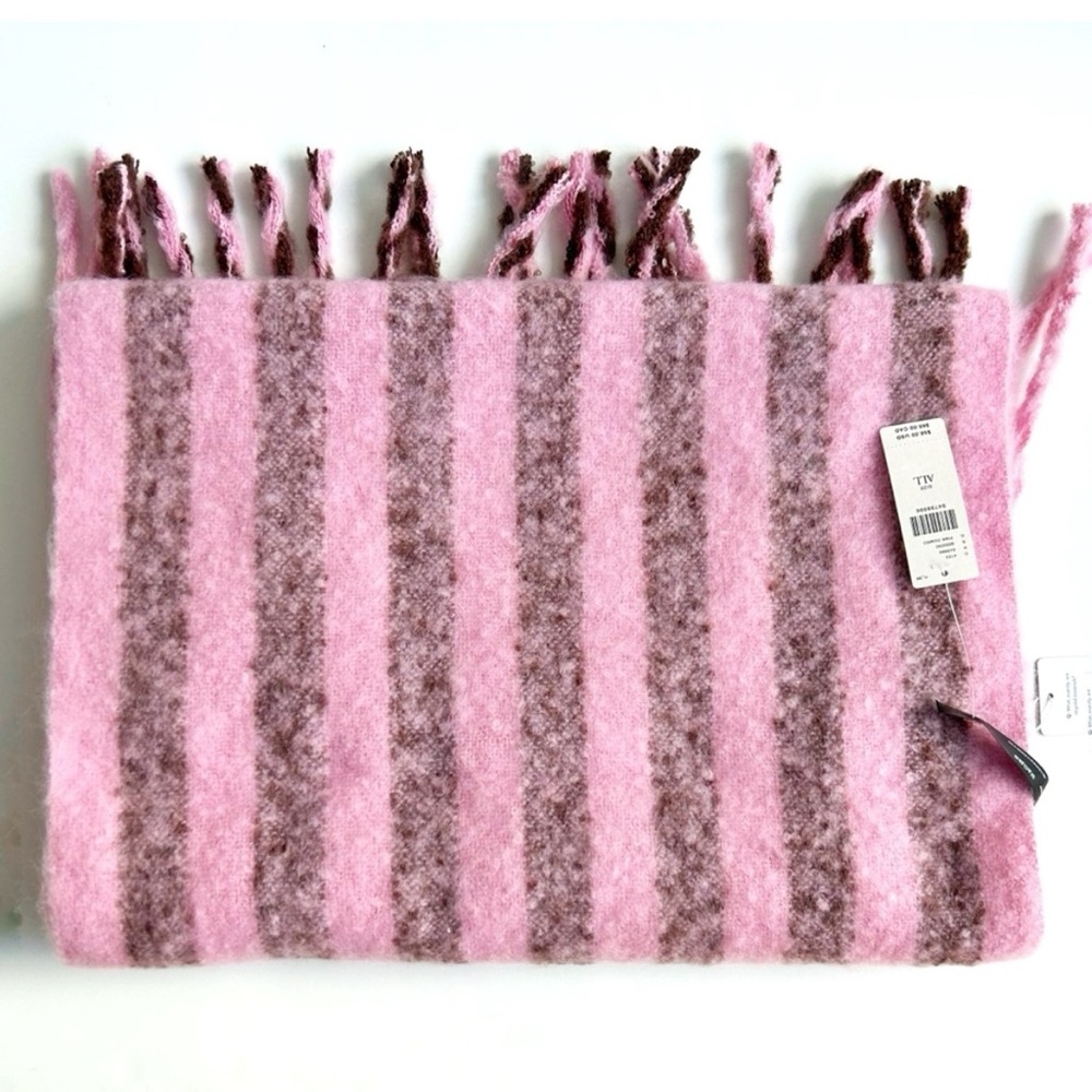 Anthropologie Brushed Woven Scarf: Vertical Stripe Edition in Pink Combo - Picture 4 of 7